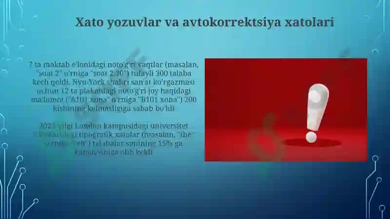 Dizayn kamchiliklari va o'qishga oid muammolar 4