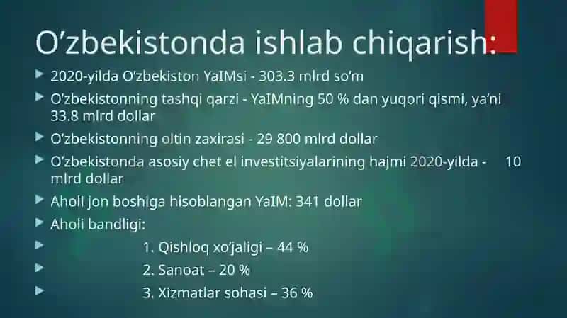 O’zbekiston Respublikasi Yalpiichki mahsuloti 4