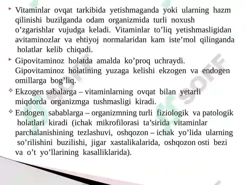 Organizmning vitaminlar bilantasi 4