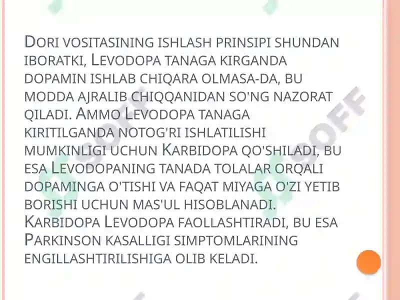 PARKINSON KASALLIGINI DAVOLASHDA ISHLATILADIGAN DORI VOSITALARI 4