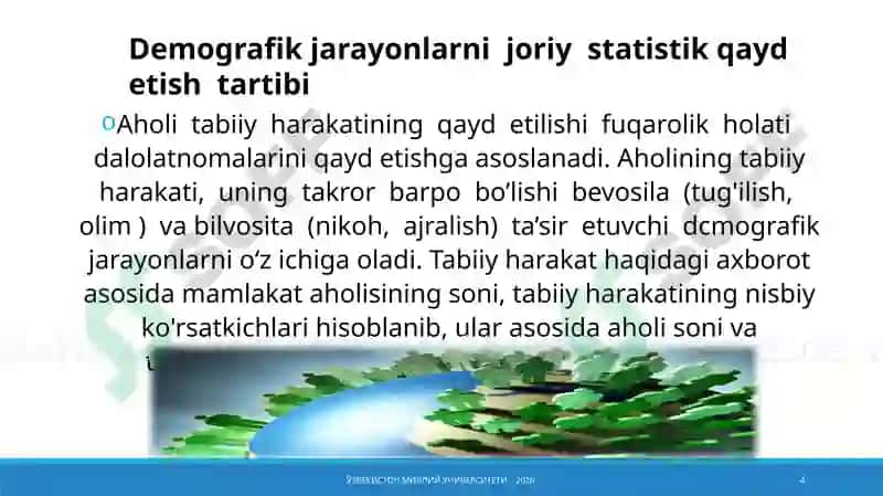 DEMOGRAFIK JARAYONLARNI O’RGANISH MANBALARI 4
