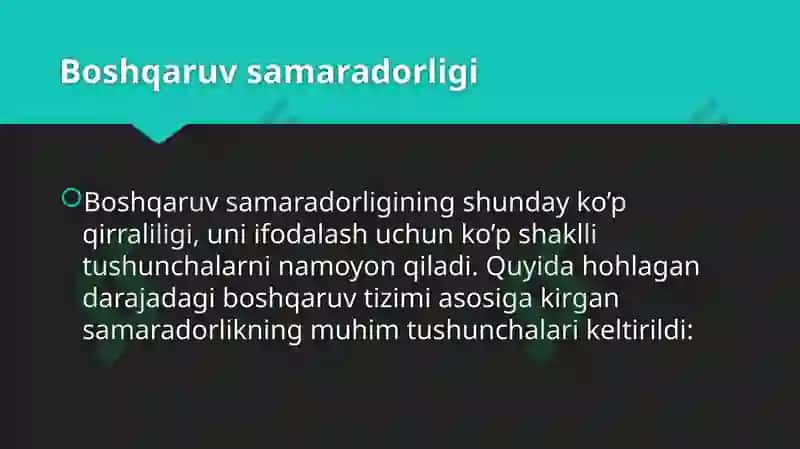 Boshqaruv samaradorligi 4