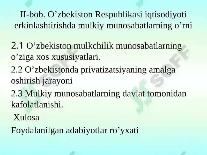 Mulkchilikning shakllari va ularning amal qilishi 4