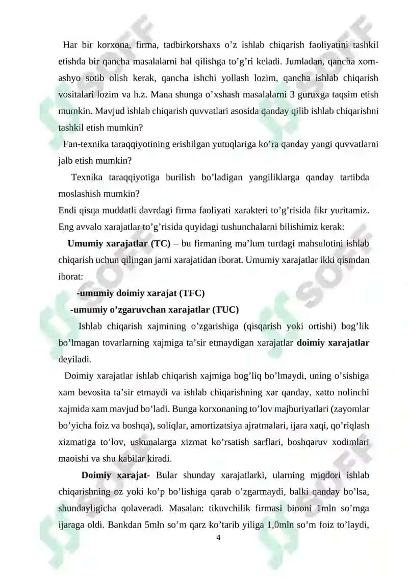 Iqtisodiy xarajatlar, uning tarkibi va turlari 4