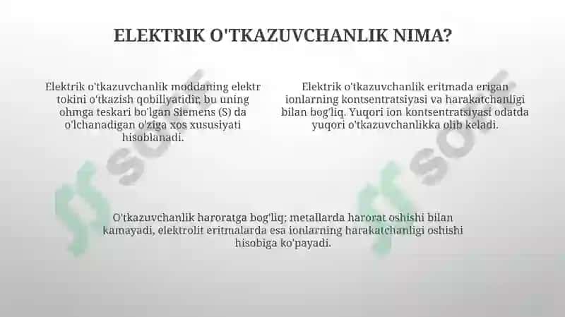 Elektrkimyoasoslari.Elektro'tkazuvchanlik.Konduktometriya 4