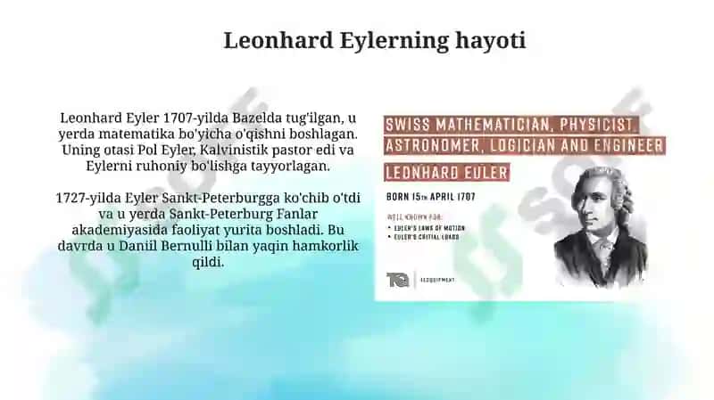 L.Eyler, J. Venn, R.Dekartning hayoti va ilmiy faoliyati 4