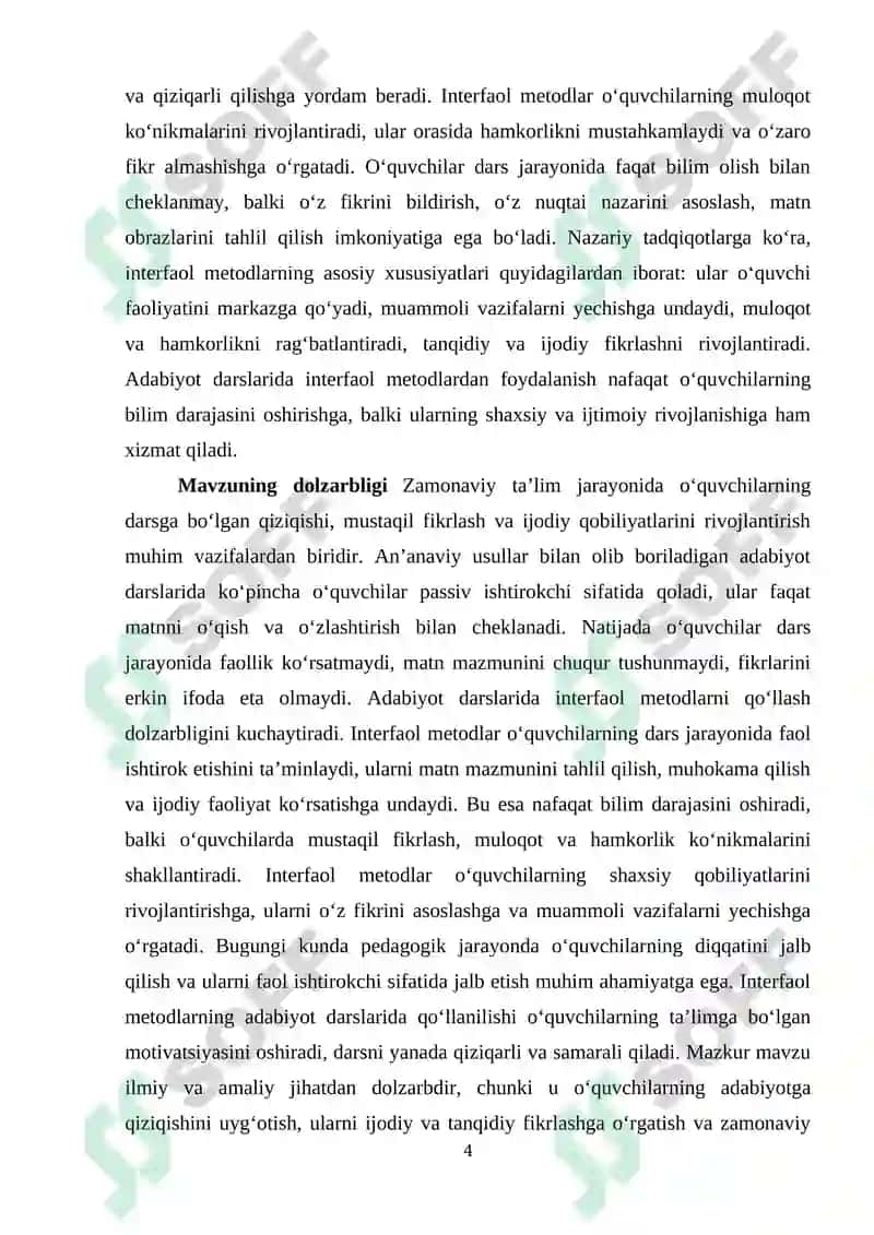 Adabiyot darslarida interfaol metodlardan foydalanish 4