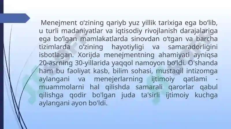 Maktab Menejmenti Yo’nalishi Kurs Ishi Taqdimoti 4