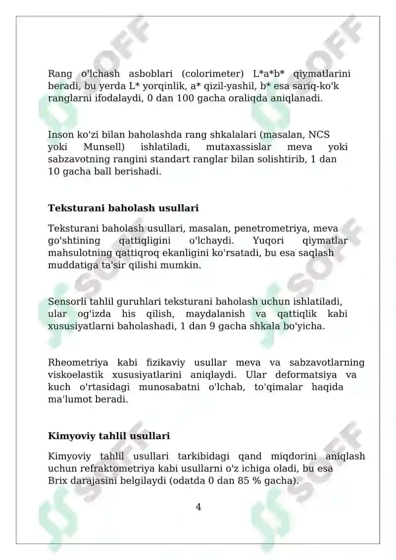 Meva-sabzavotlatning sifatini aniqlash usullari 4