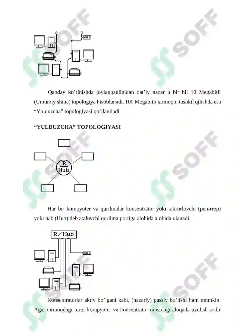 Tarmoq topologiyalari. Axborot uzatish muhiti. 4