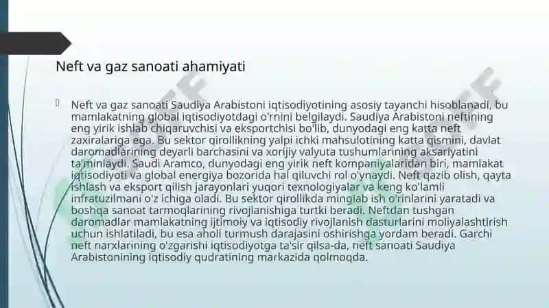 Savdiya Arabistoni iqtisodiyoti 4