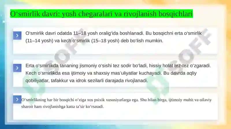 O‘smirlik davrida psixik rivojlanish turlari 4