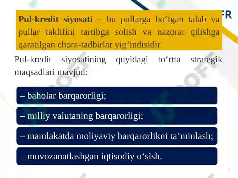 PUL-KREDIT SEKTORINING IQTISODIY TAHLILI 4