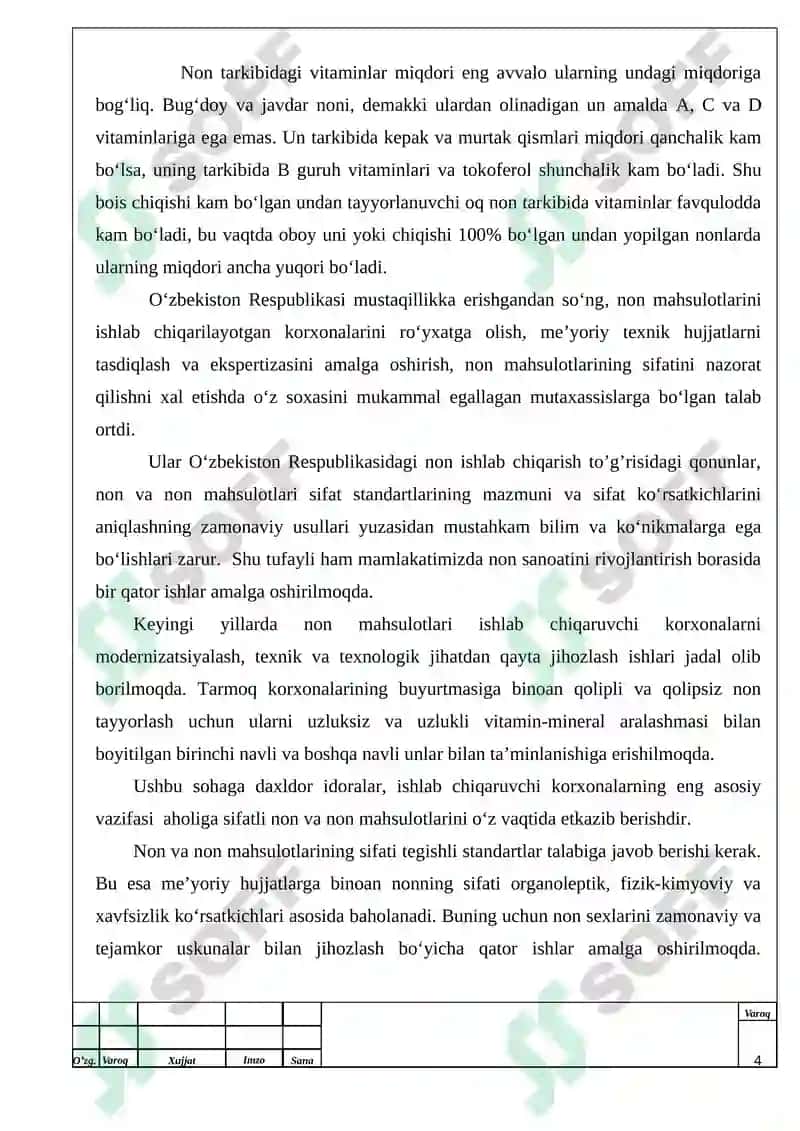Non korxonasining quvvati  2 t/s bo’lgan vazni  0,51 kg “Xala” noni ishlab chiqarish texnologiyasi mavzusidagi bitiruv malakaviy ishining 4