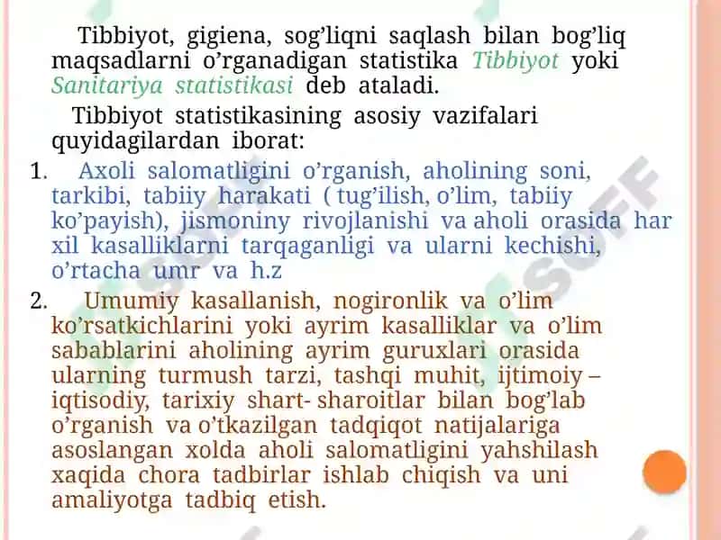 Tibbiyotda  statistikaning    ahamiyati  va  maqsadi. 4