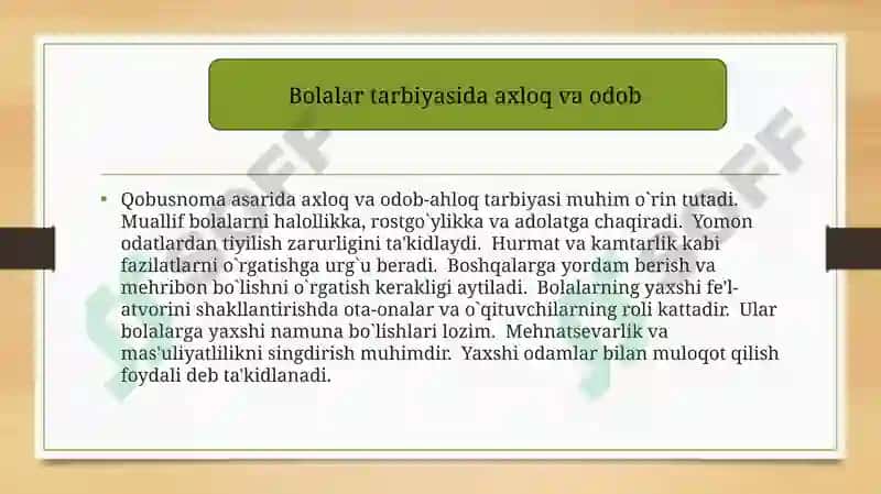 Qobusnoma asaridabolalartaʼlimtarbiyasigaoid qarashlar 4