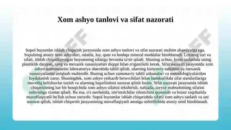 Sopol buyumlar ishlab chiqarishusullari 4