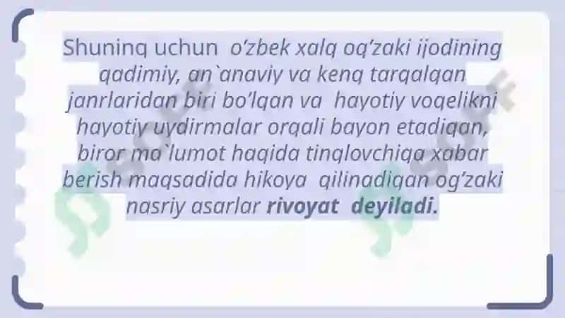 RIVOYAT JANRI XUSUSIYATLARI 4