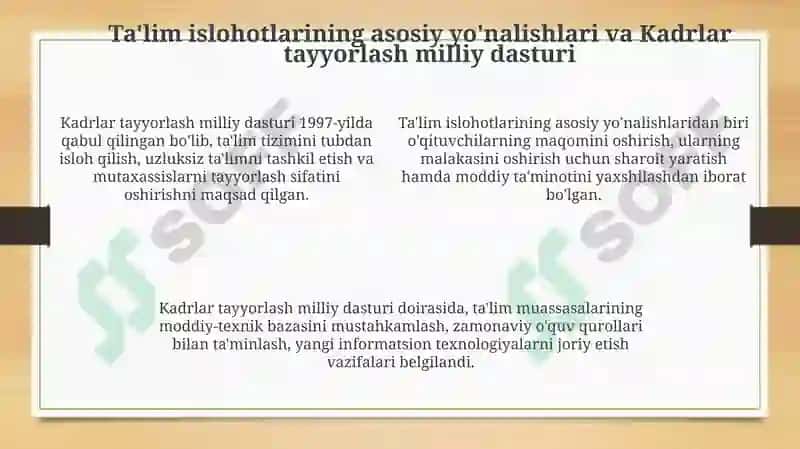 I.A. Karimovning ta'lim sohasidagi qarashlari va islohotlari 4