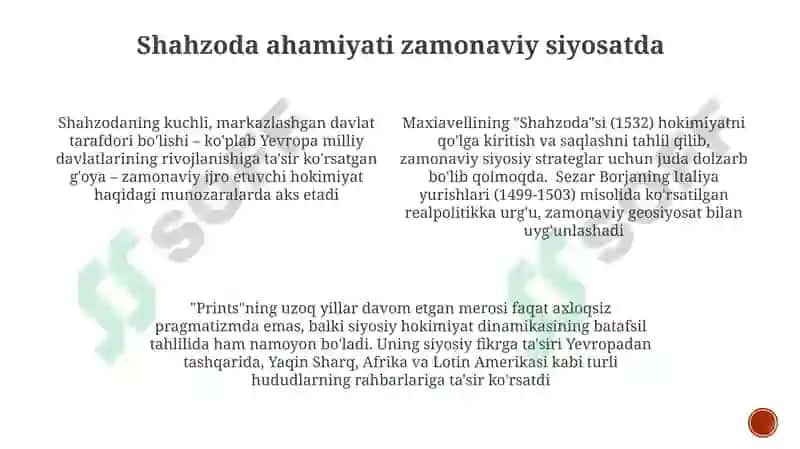 Makiavillining "Hukumdor" asari bo'yicha tahlil 4