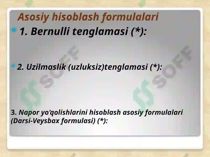 Uzunquvurlarning gidravlik hisobi 4