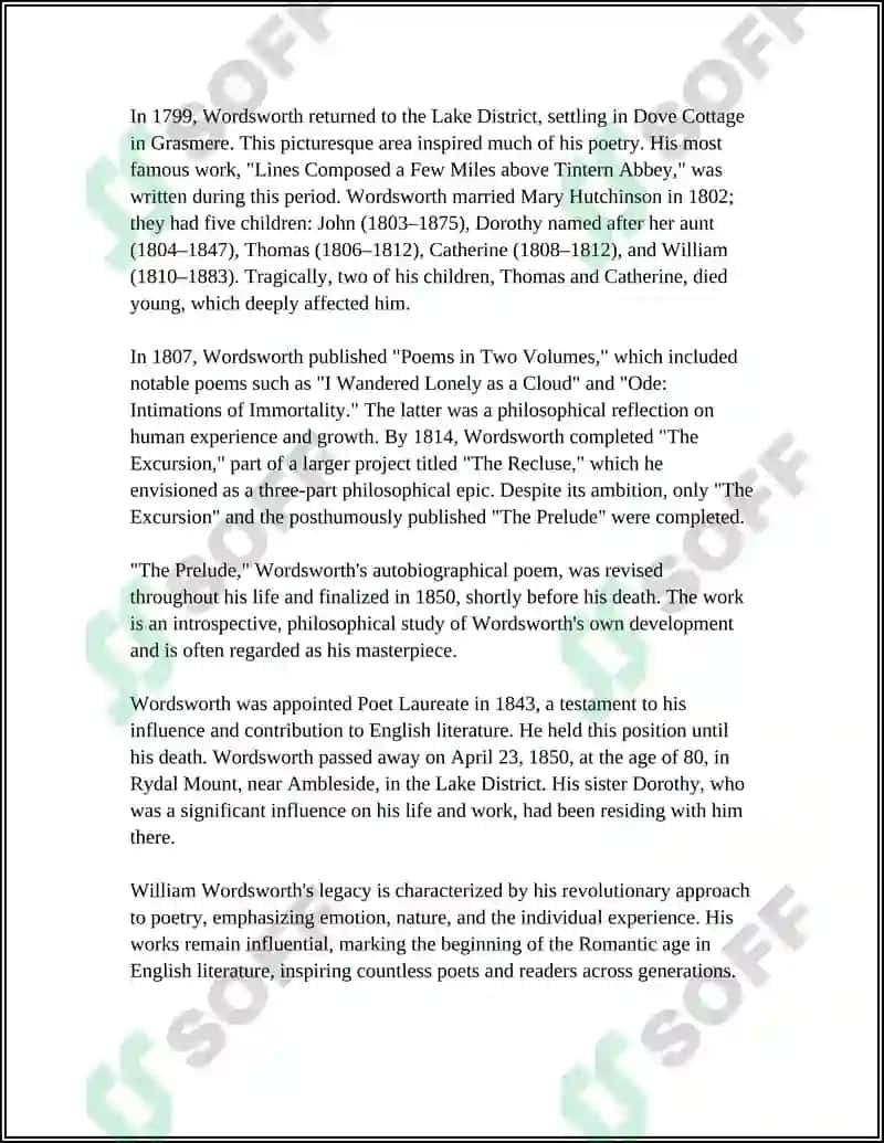 Biography of William Wordsworth 4