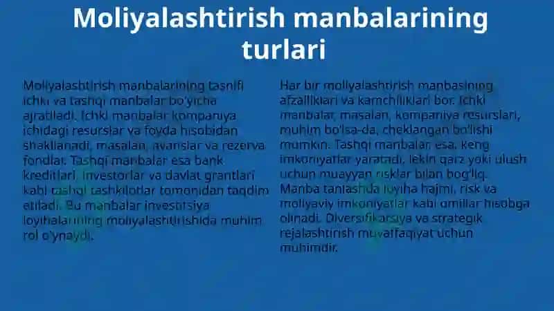 Investitsiya faoliyatini moliyalashtirish manbalari va usullari 4
