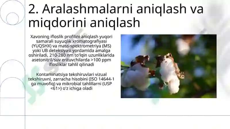 Xavoning changligini tekshirish usullari va ifloslashganligini aniqlash 4