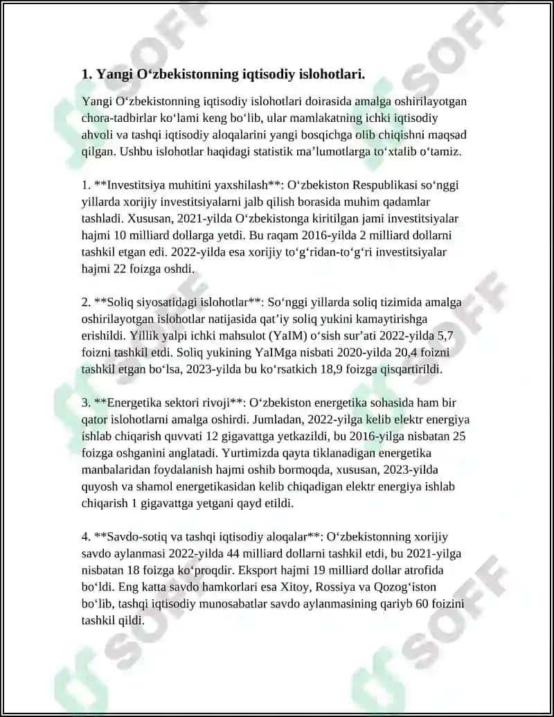 Yangi O‘zbekiston Iqtisodiy Islohotlari 4