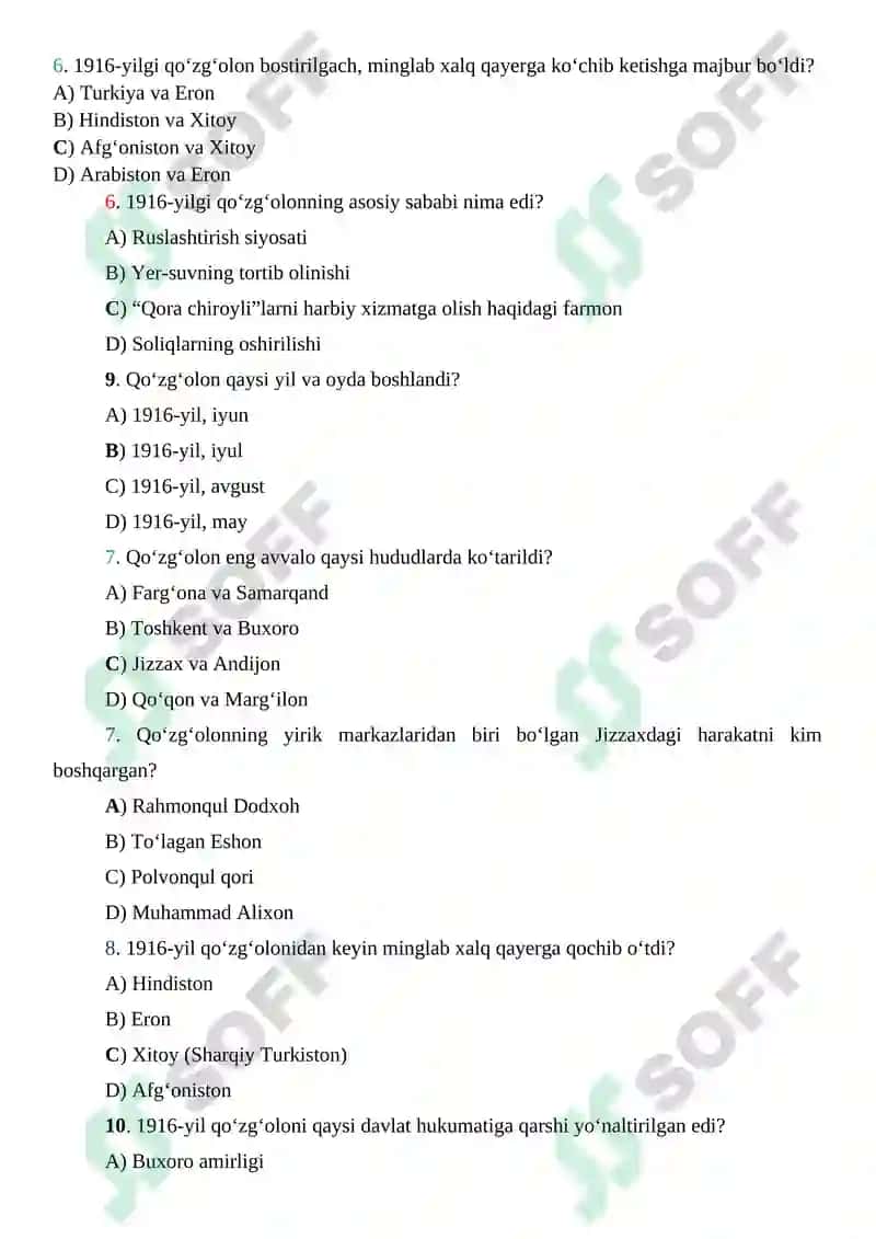 ORALIQ NAZORAT TEST SAVOLLARI 4