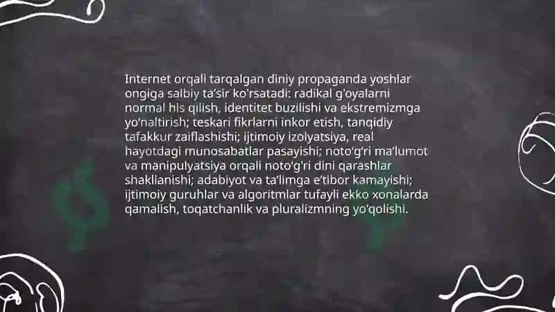 Kiber makonda diniy etiqod targʻibotining ijtimoiy xafi 4