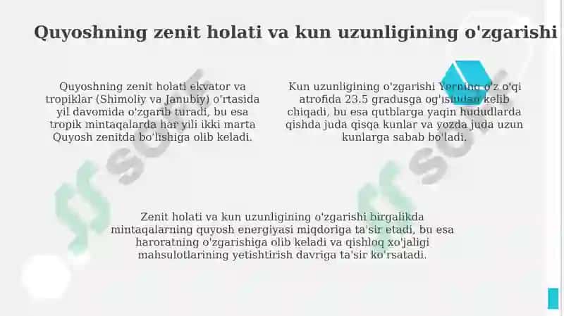 Yerning quyosh atrofida aylanishining geografik oqibatlari 4