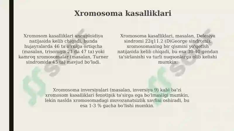 Irsiy kasalliklar. Xromasoma va gen kasalliklar 4
