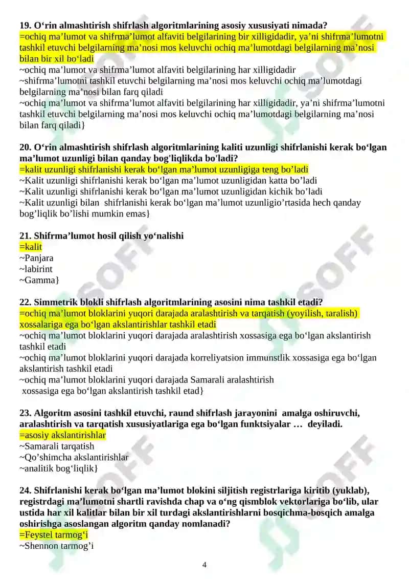 Kriptografik tizim testlar 4