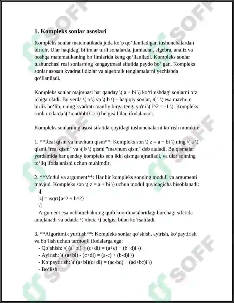 Kompleks Sonlar 4
