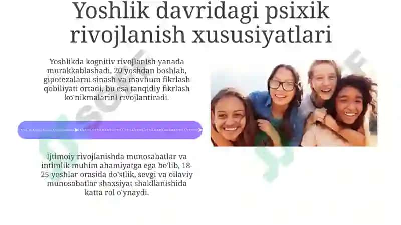 O'smirlik va Yoshlikdagi Psixik Rivojlanish 4