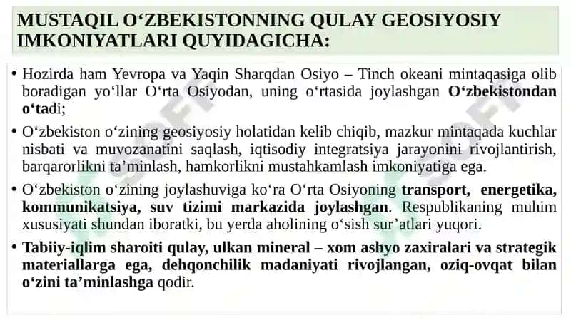 O`ZBEKISTON VA JAHON HAMJAMIYATI. 4