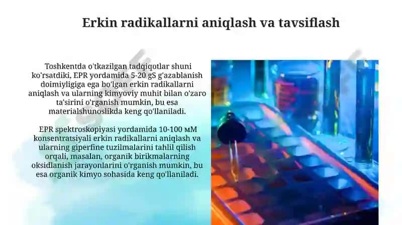 EPR- spektroskopiyaning kimyoda qo'llanilishi 4