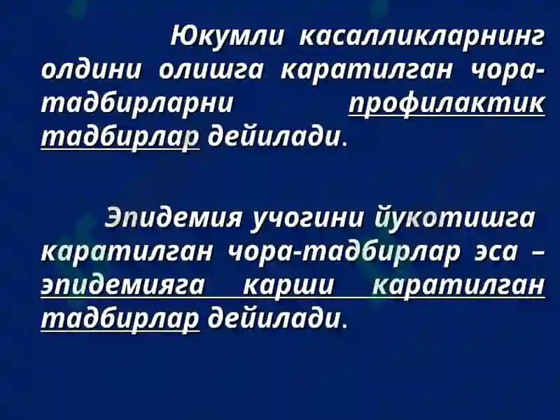 Эпидемияга карши чора – тадбирлар тугрисида тушунча 4