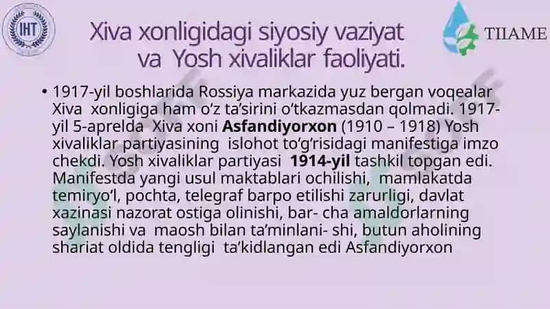Xivaxonligidagi ahvol hamdaxon hokimiyatining ag’darilishi 4