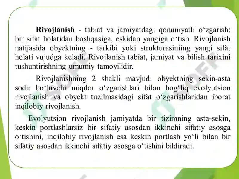 Rivojlanish falsafasi 4