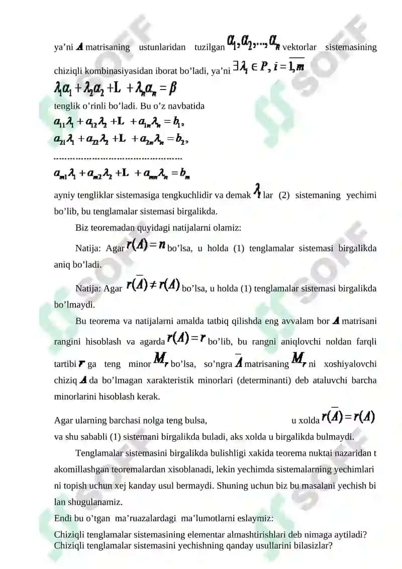 Chiziqli tenglamalar sistemasini matritsalar yordamida yechish 4