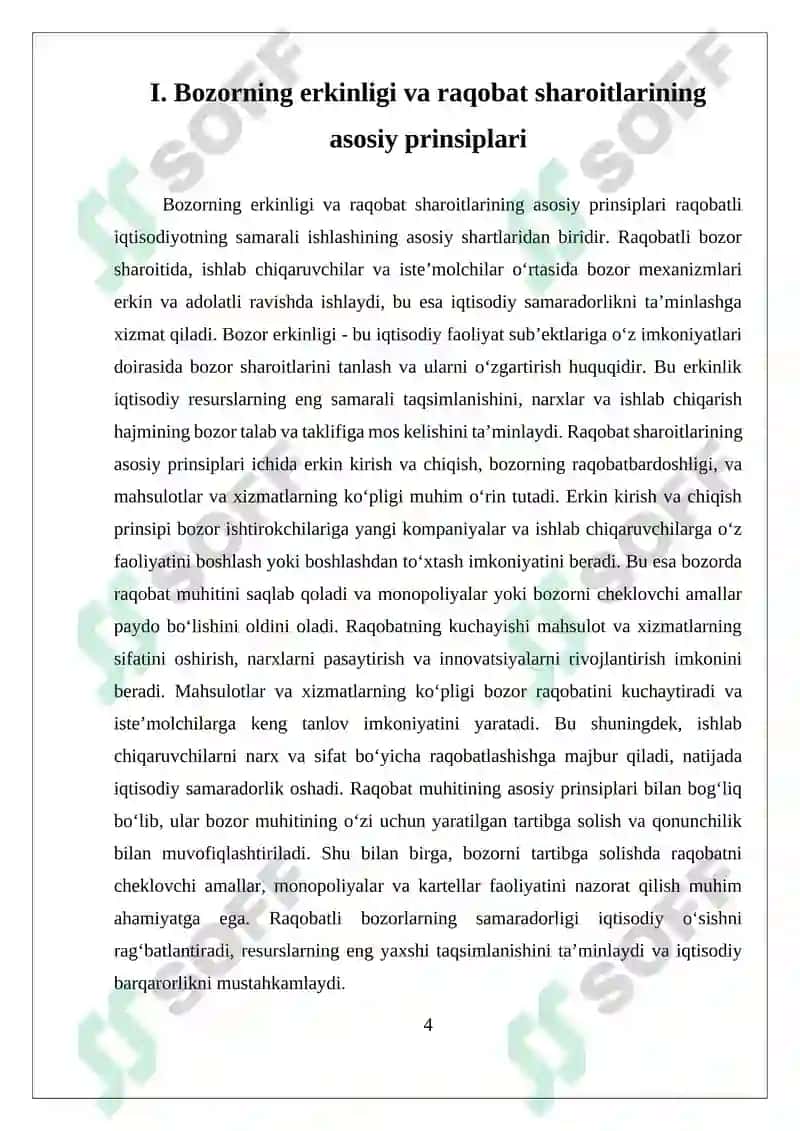 Raqobatlashgan bozorlarning samaradorligi 4