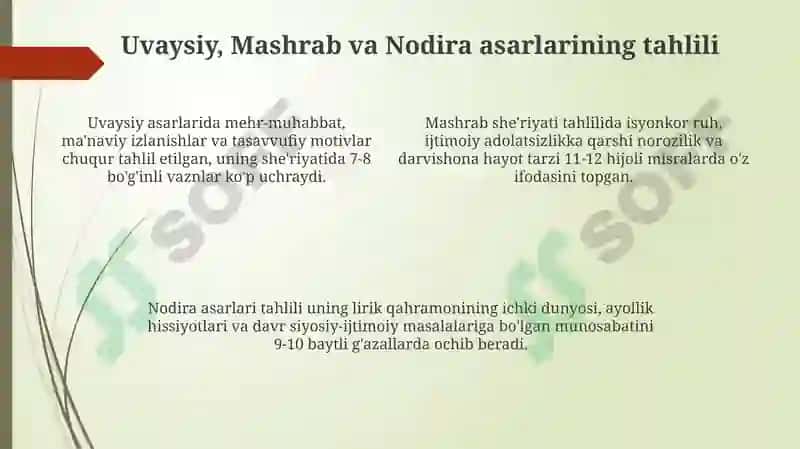 Uvaysiy Mashrab va Nodira hayoti va ijodi 4