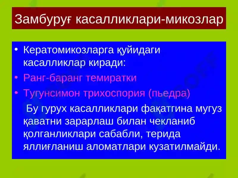 Терининг замбуруғка салликлари-микозлар 4