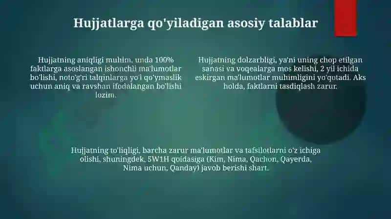 Ishhujjatlar va asosiy talablar 4