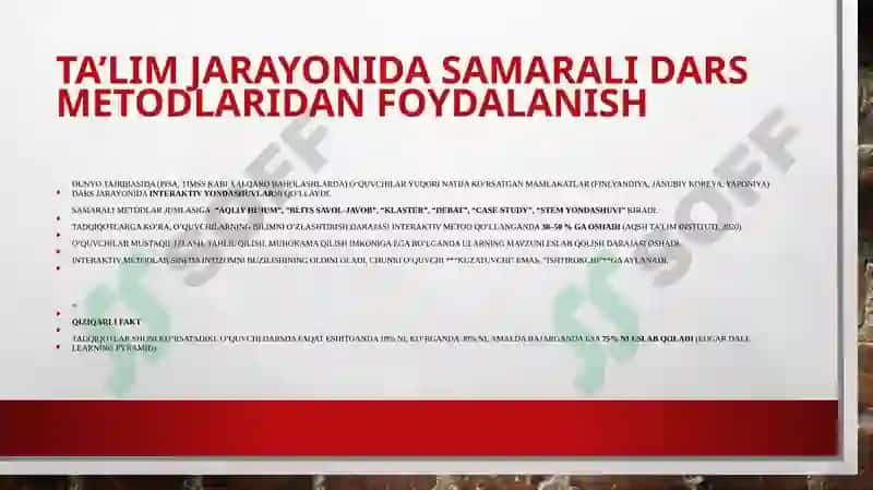 Ta’lim jarayonida samarali dars metodlaridan foydalanish 4