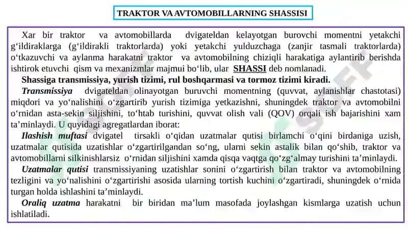 Traktor va Transport Vositalari Transmissiyasi 4