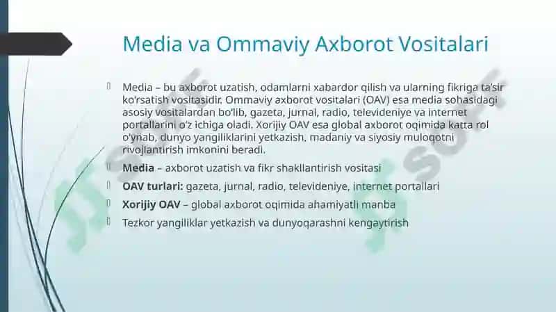 Xorijiy Ommaviy Axborot Vositalari 4