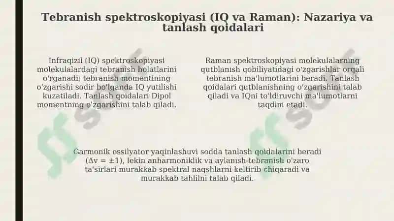 Organik molekulalarning tebranma va aylanma spektrlari 4